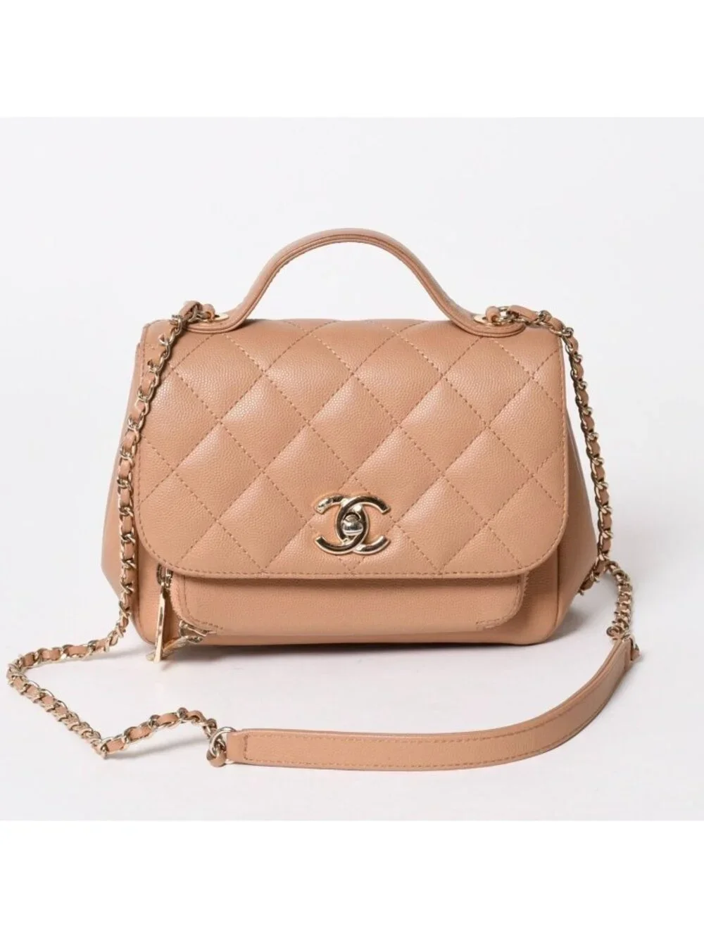 Chanel Business Affinity Chain Shoulder Bag CC Logo Caviar Leather Gold